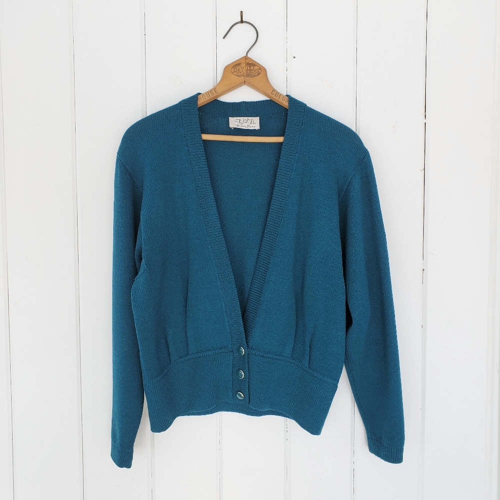 St John Neiman Marcus Vintage Teal Cardigan